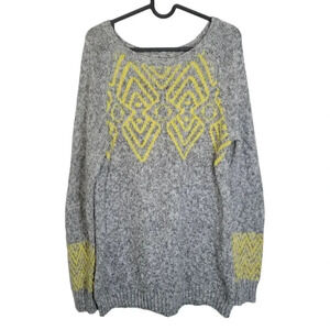 Maurices Grey Knit Yellow‎ Geometric Print Sweater Size Medium